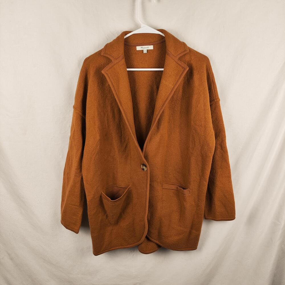 Madewell Coatigan Womens XXS Brown 100% Merino Wool Knit Single Button Pockets